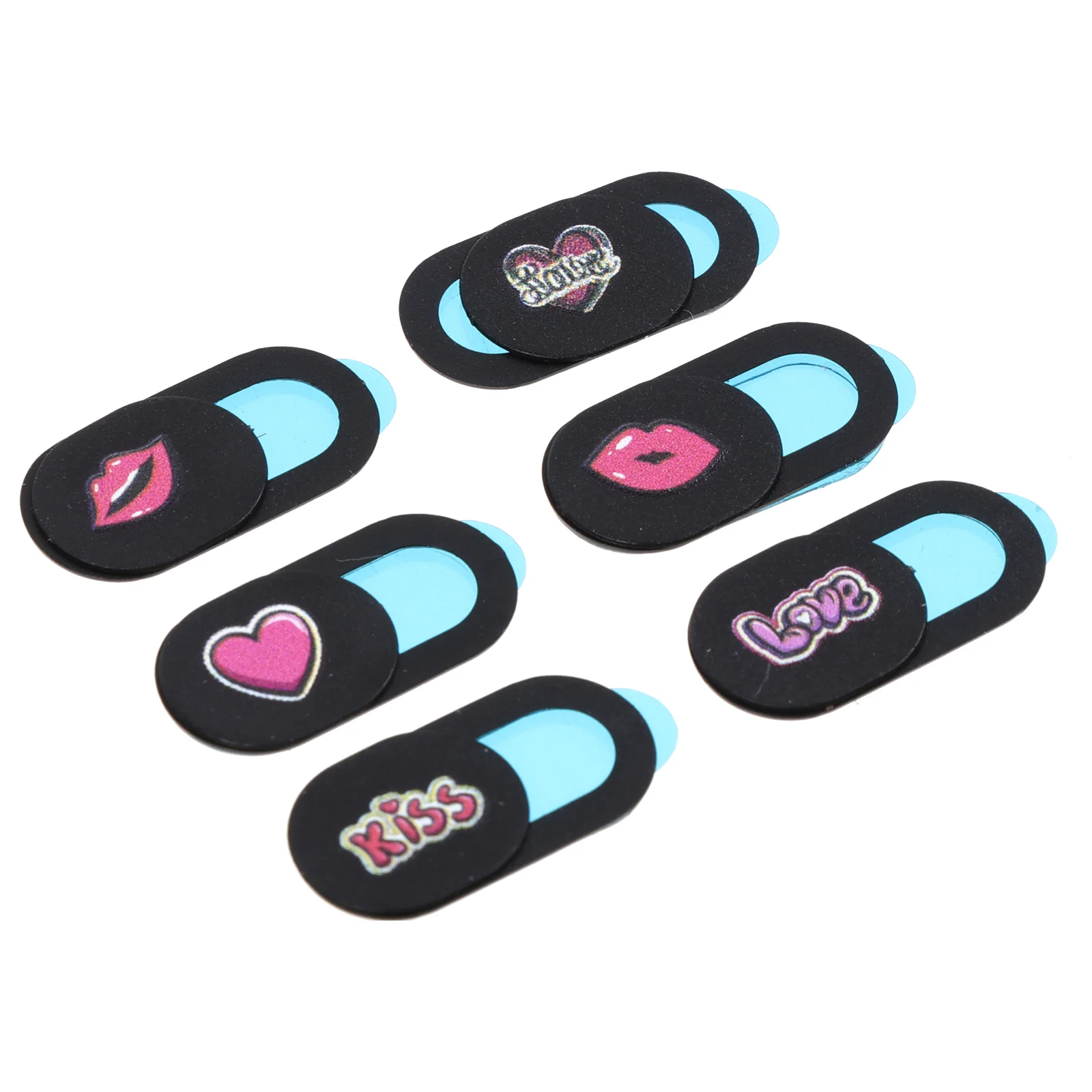 

6PCS/Set Camera Cover Slide Blocker Lip Heart Pattern Laptop Webcam Slide Cover