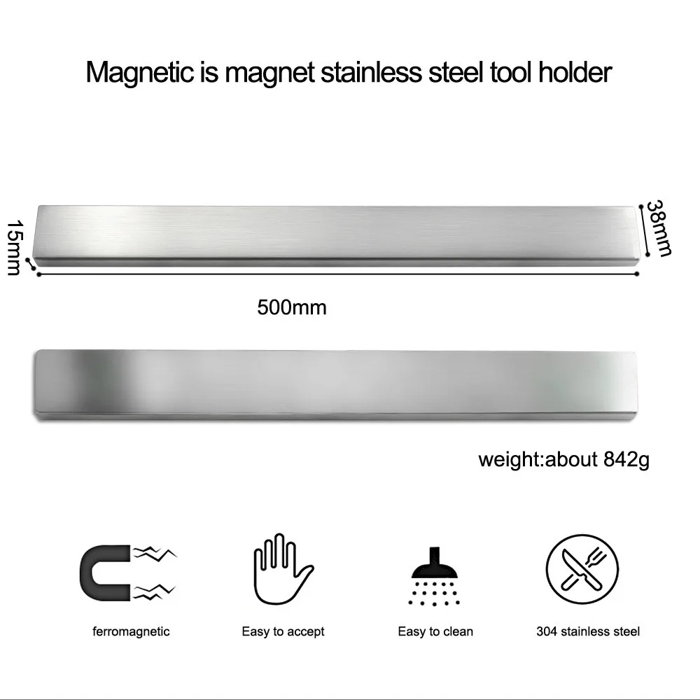 

Magnetic Knives Holder Powerful Wall-Mounted Magnetic Knife Stander ABS Metal Stainless Steel 304 Magnetic Rack for Kitchenware