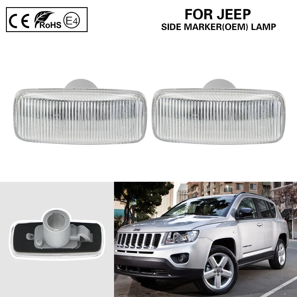 

2X Clear Side Marker Lamp light OEM turn signal Fits For Jeep Commander Patriot Compass Grand Cherokee Chrysler Dodge Lancia
