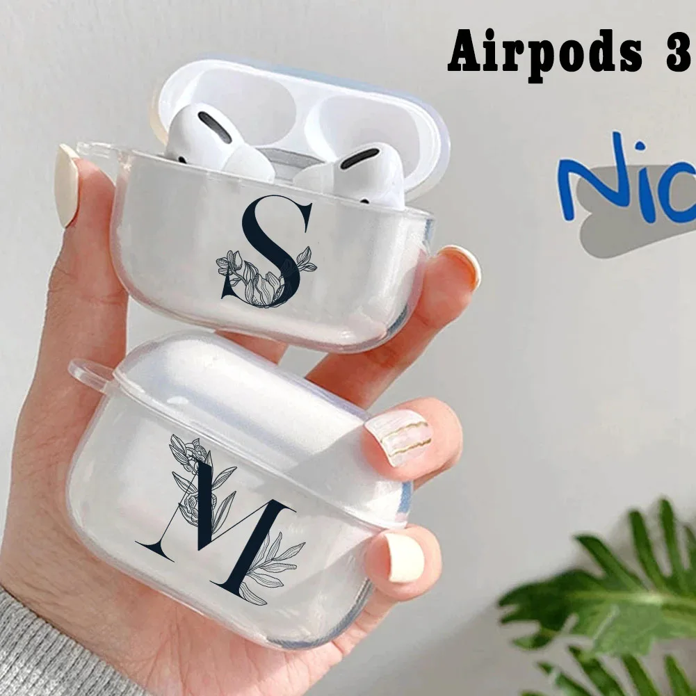 

26 English Initials Name Earphone Case For Apple Airpods 3 Cover Brand New Bluetooth Headset Shell For air pods 3 Silicone Cases