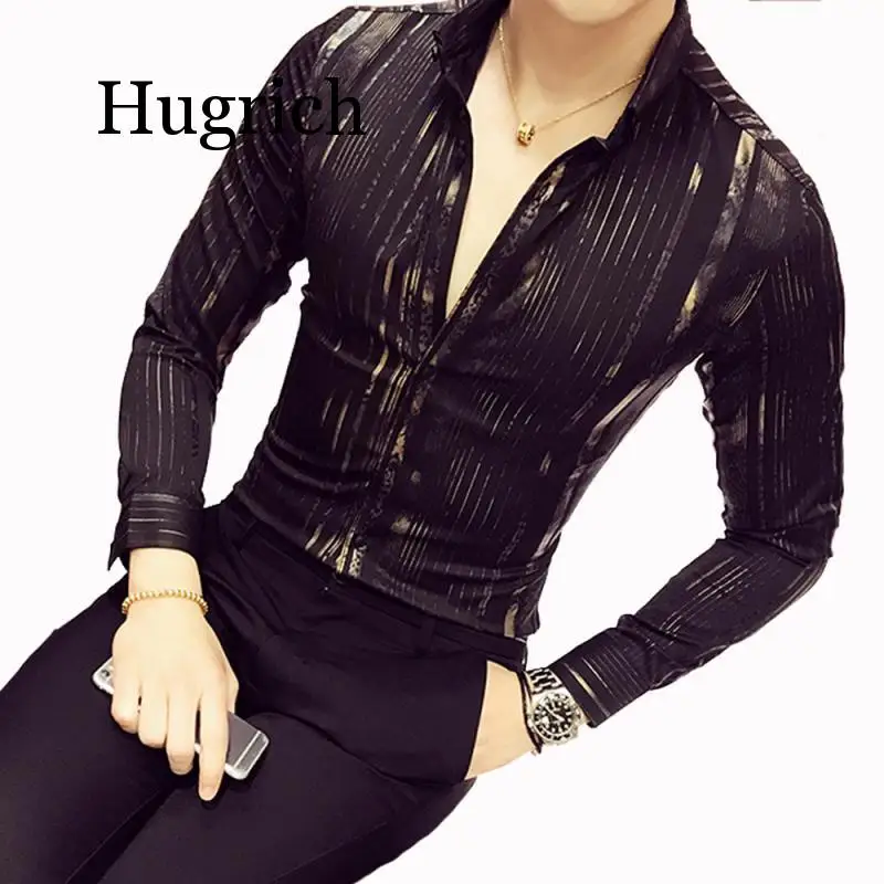 

Роскошная золотая рубашка для мужчин, новинка 2020, соблазнительная Мужская рубашка с длинным рукавом, черная, белая, темно-синяя, красная, для...