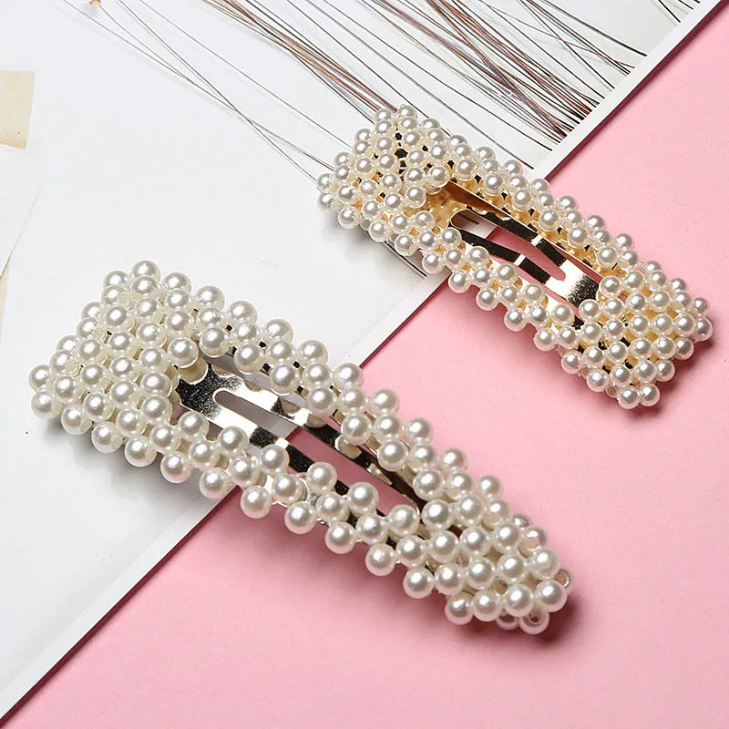 

Q Metal Pearl Hairpin Combination Minimalist Sweet Wind Bangs Clip Word Clip Side Clip Card
