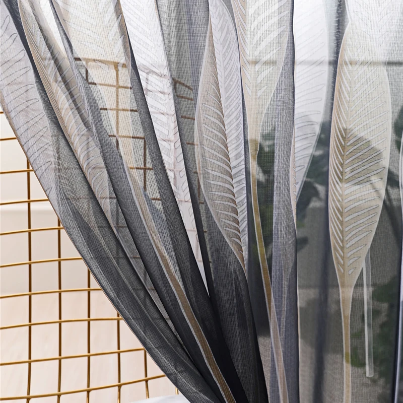 Современные шторы s для гостиной тюль роскошные листья принт вуаль оконные