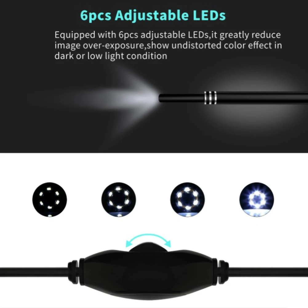 Беспроводной отоскоп для чистки ушей 5 мм Wi-Fi HD 720P камера 3 в 1 USB эндоскоп