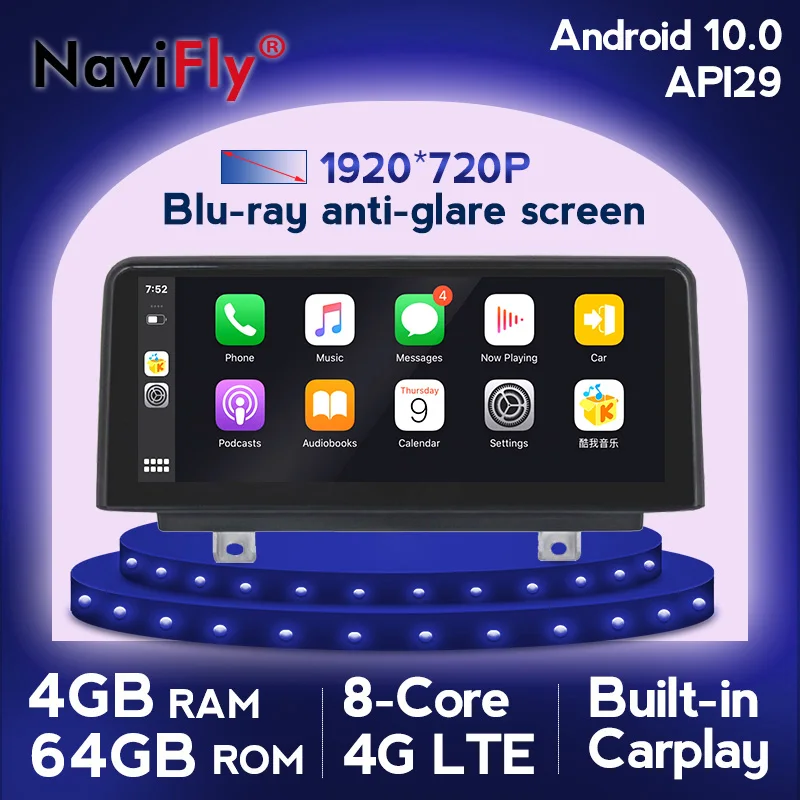 NaviFly Новый Carplay Android 10 Автомобильный dvd Радио мультимедийный плеер GPS навигация для