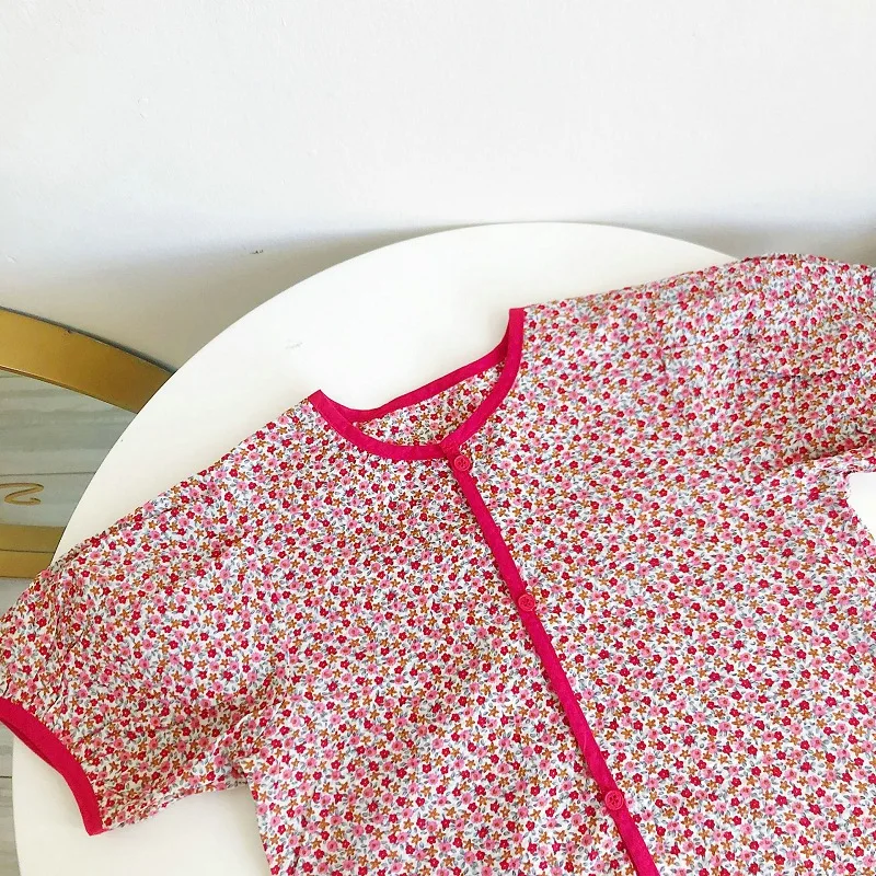 

Children Girl Cute Floral Short Sleeve T-Shirt Girl Casual Simplicity Round Neck Blouse Top Summer Kid Clothing For Baby Girl