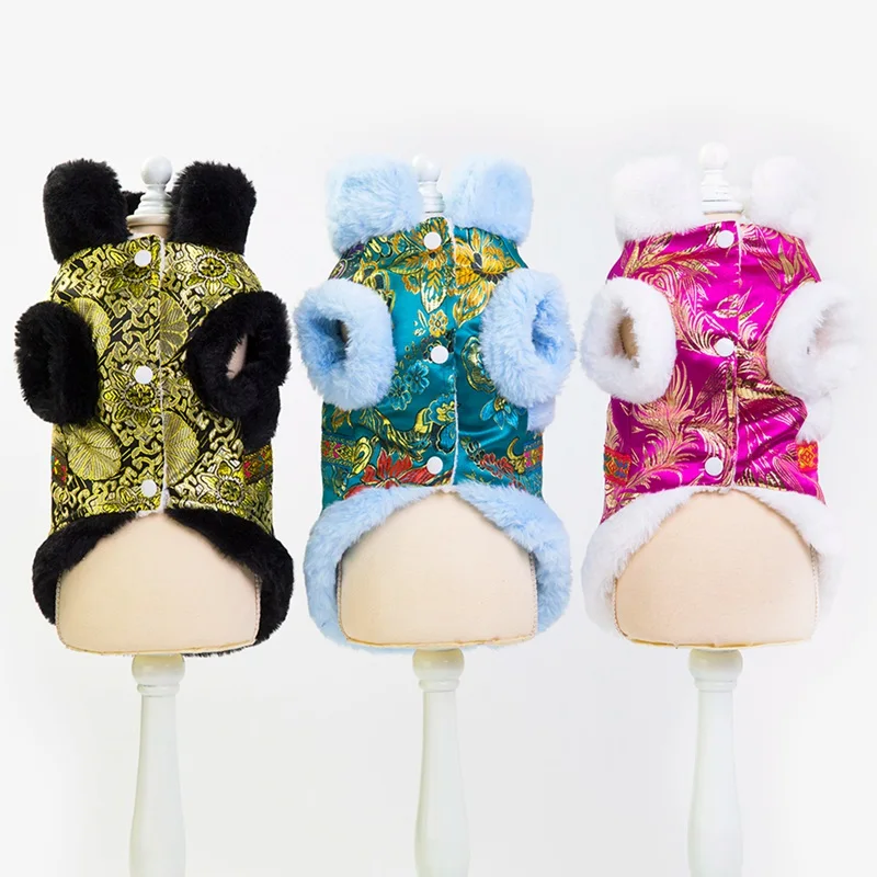 Одежда для китайского Нового года зимняя одежда костюм Тан кот чихуахуа Йорк