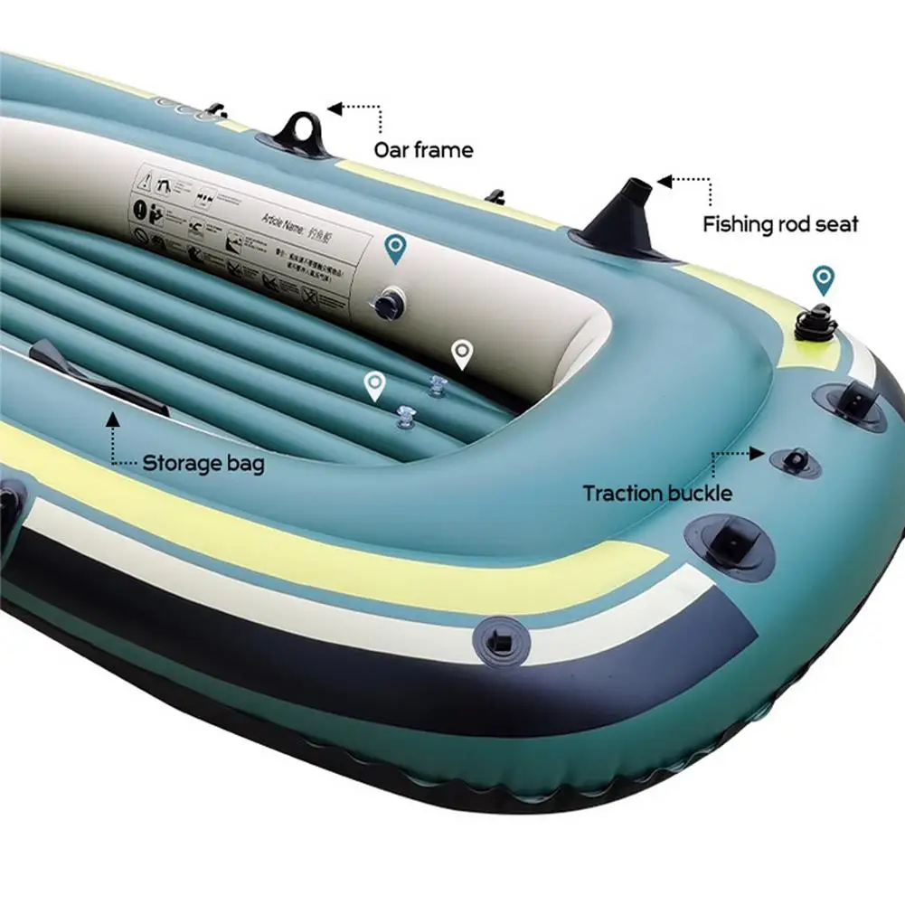 

3-seat Inflatable Kayak Fishing Boat Series Floating Rafting PVC Boat With 2 Thicken Cushions And 1 Ship Rope For Water Sports