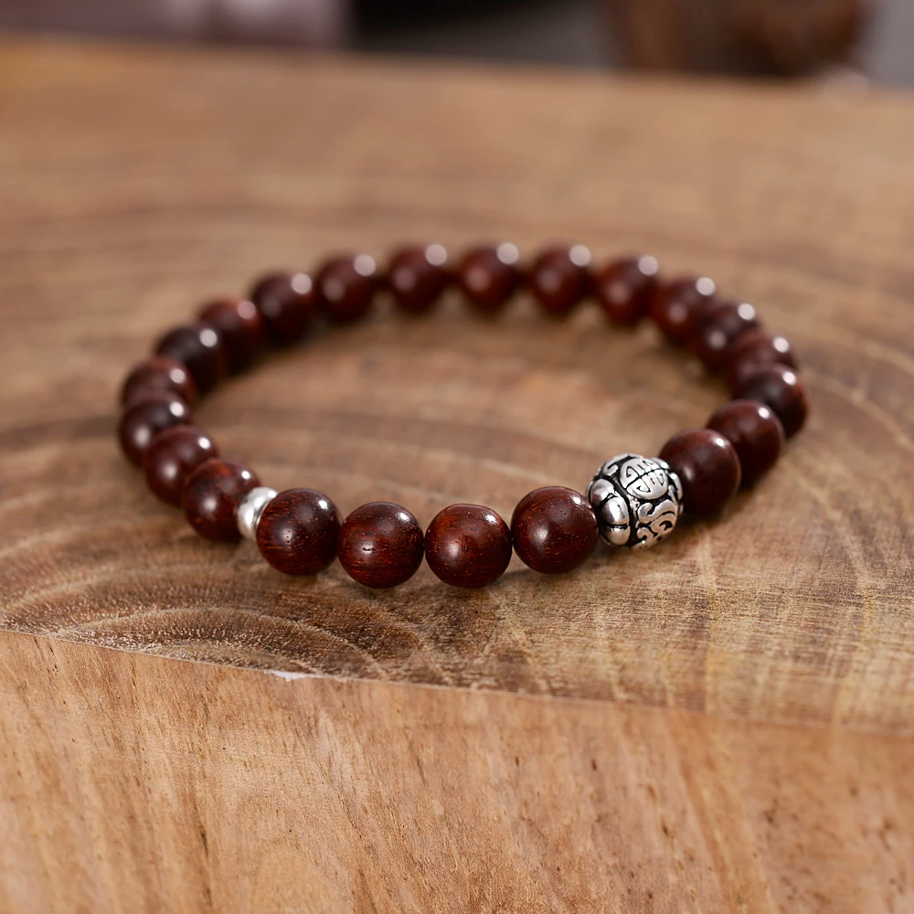 Красные сандалии деревянные двойные бусины тянущиеся браслеты пара массивные