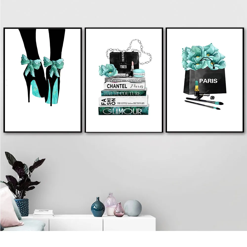

Nordic Poster Perfume Bottle Canvas Art Prints Flower Book Wall Painting Watercolor Lips Pictures Modern Vogue Girl Room Decor