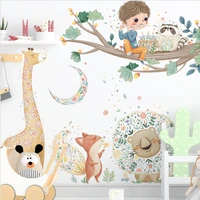 cartoon animals wall stickers boy bagpipe decals kids room living room decoration wallpaper home decor for furniture