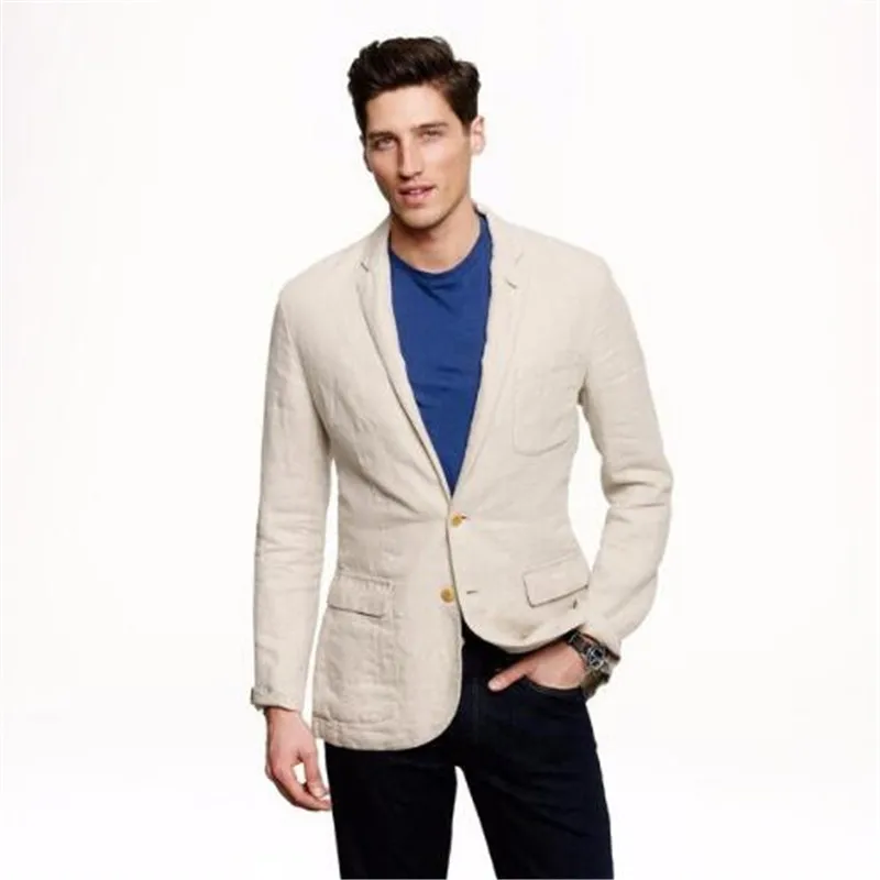 Модный летний пляжный Свадебный Мужской костюм цвета слоновой кости 2 предмета