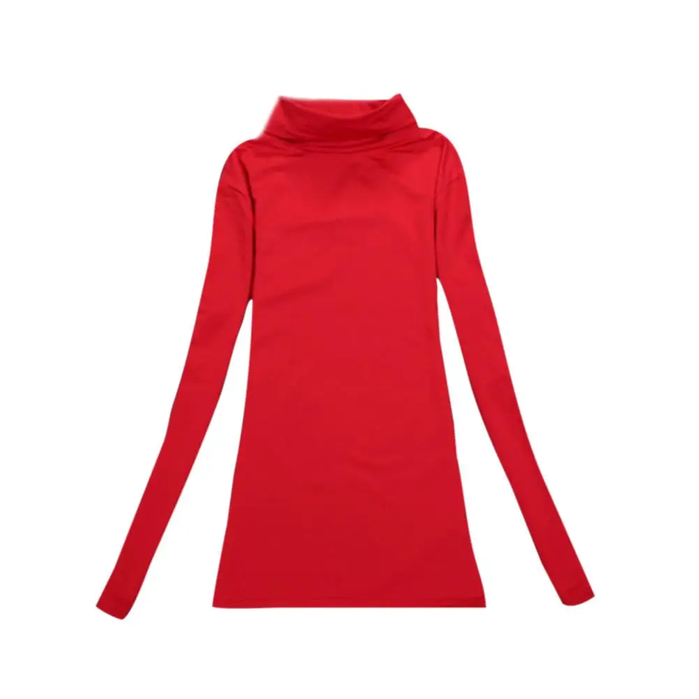 Осень зима для женщин Футболки с длинными рукавами девочек высоким плотно