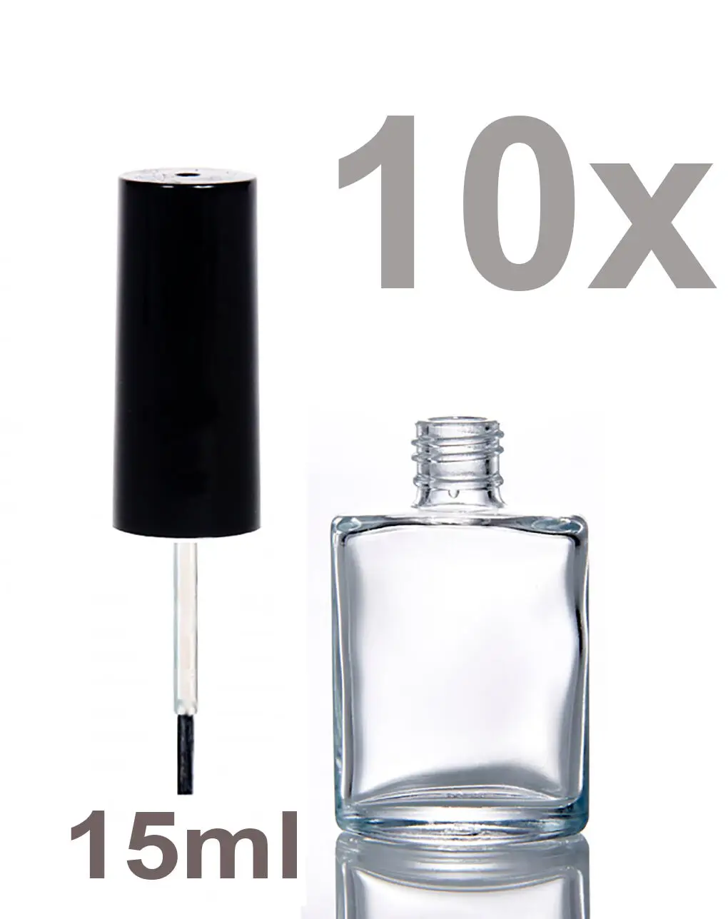 

15ml EMPTY NAIL POLISH GLASS BOTTLES FRANKEN BOTTLE BRUSH & CAP OVAL MIX ART NEW