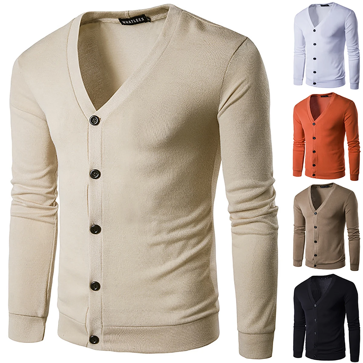 

Men V-Neck Knitted Sweater Long Sleeve Cardigan Button Front Slim Fit Soft Knitwear Casual Solid Tops Men Clothing Autumn/Winter