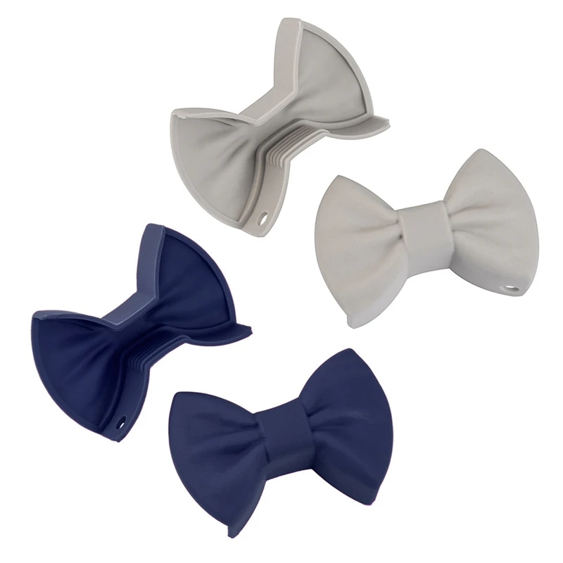 

4 PCS Bowknot Silicone Pot Holder Anti-Scald Insulation Clamp Heat Resistant Oven Gloves Kitchen Gadget, Blue & Gray