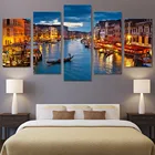 5 панелей Венеция-город на воде лодка светильник пейзаж картины плакаты настенное искусство домашний декор холст картины HD гостиная украшение