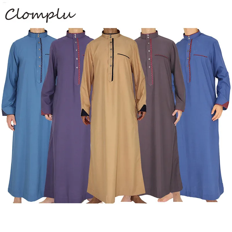 

Clomplus 12 шт. Jubba Thobe мусульманский кафтан абайя Исламская молитвенная одежда мужская Повседневная дышащая с длинным рукавом случайные цвета