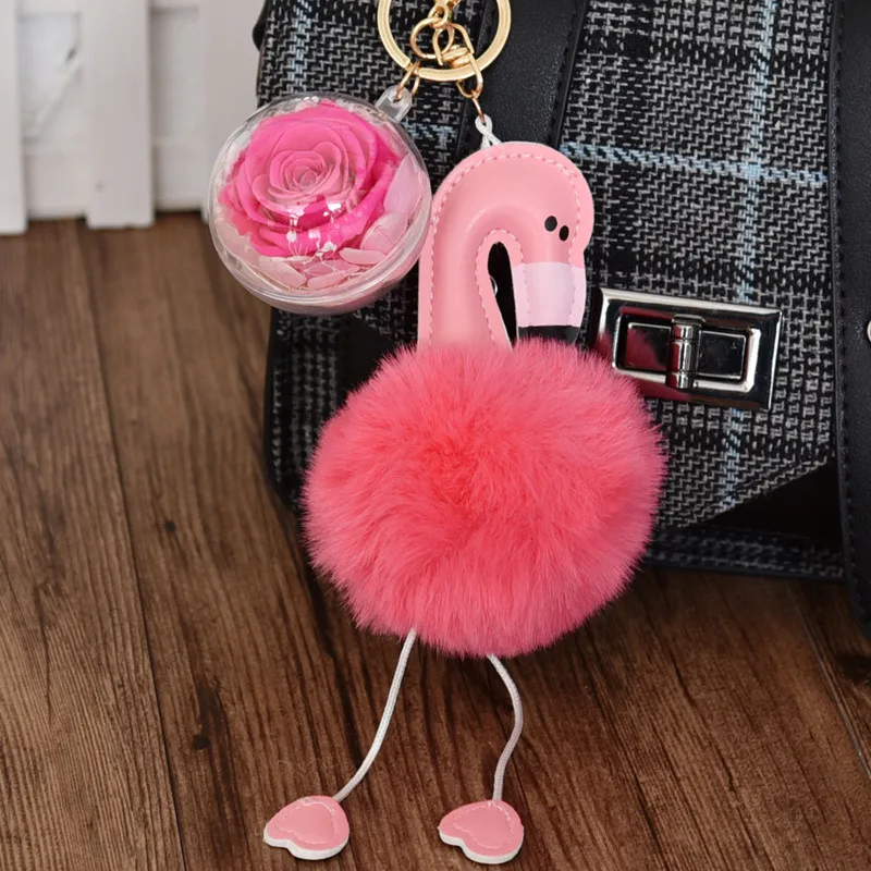 

Eternal Flower Rose Flower Keychain Flamingo Bag Pendant Dried Flowers Valentines Day Creative Gifts Birthday Gifts Diy Candle