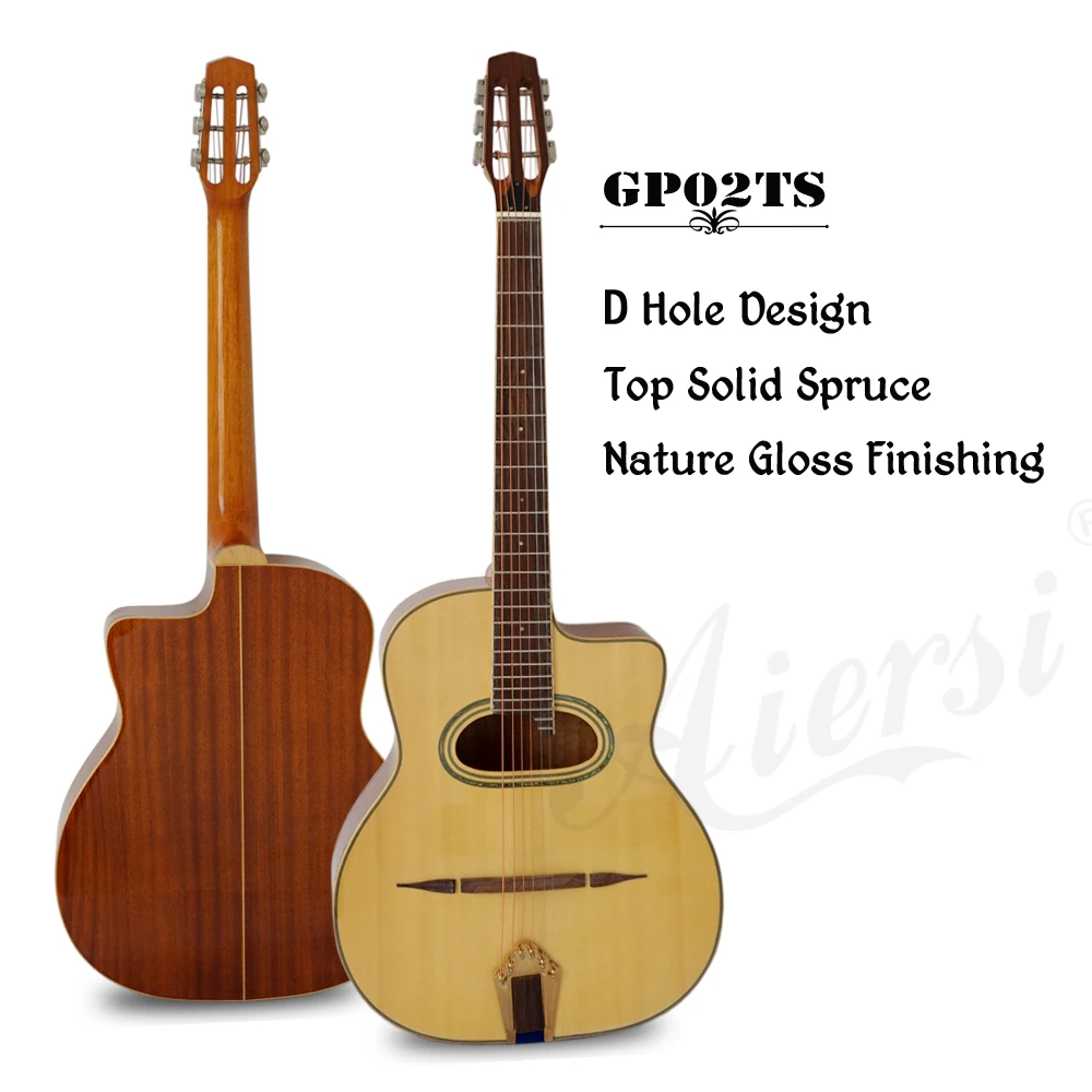 Aiersi brand professional Handmade Selmer Style Acoustic Gypsy Jazz Guitar With free case and strap |