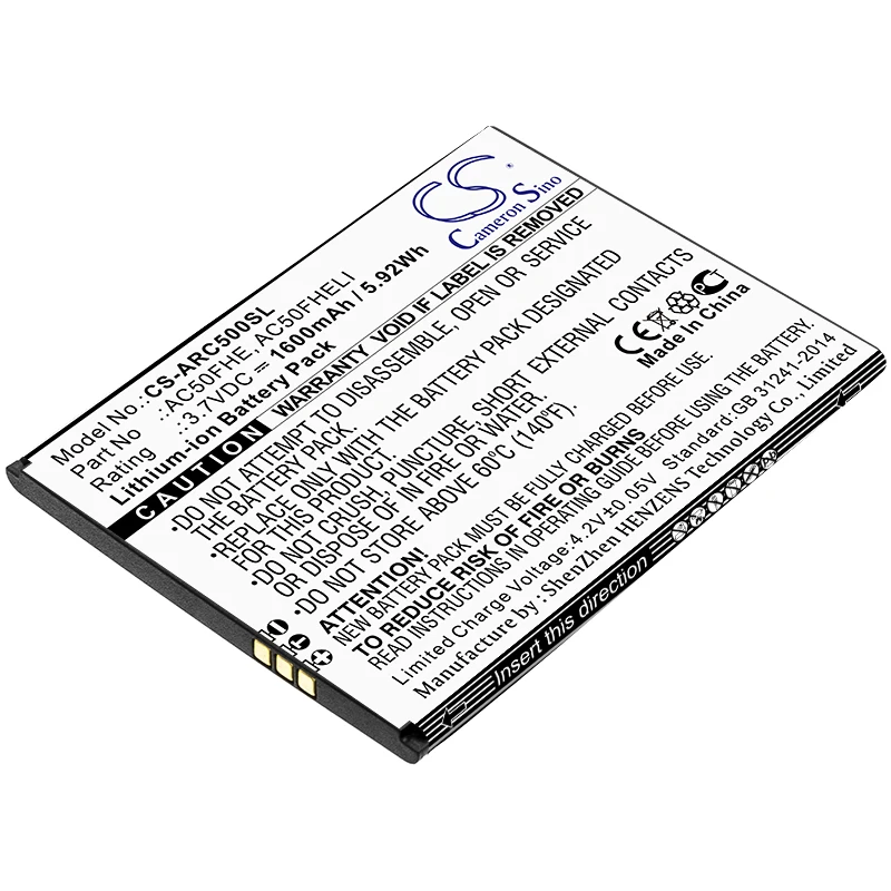 

cameron sino battery for Archos 50F Helium Lite, GX395872，AC50FHE, AC50FHELI
