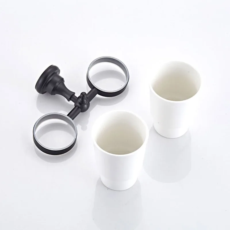 Держатели для чашек ванной комнаты черный держатель зубной щетки латунь Двойная