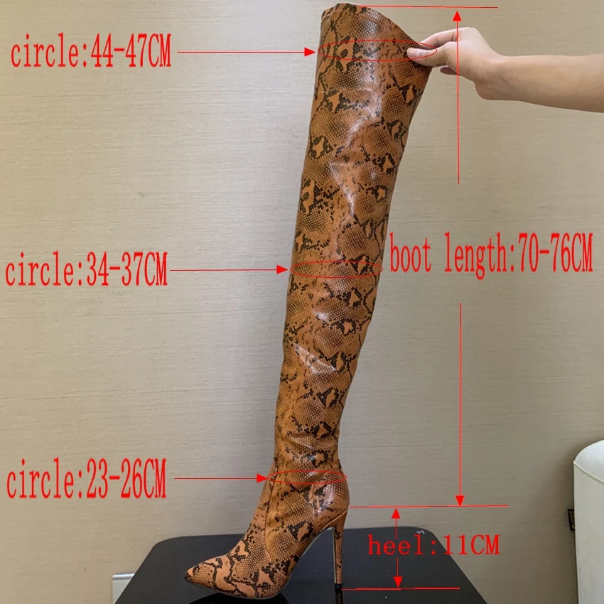 Женские кожаные сапоги выше колена с леопардовым принтом Модельные