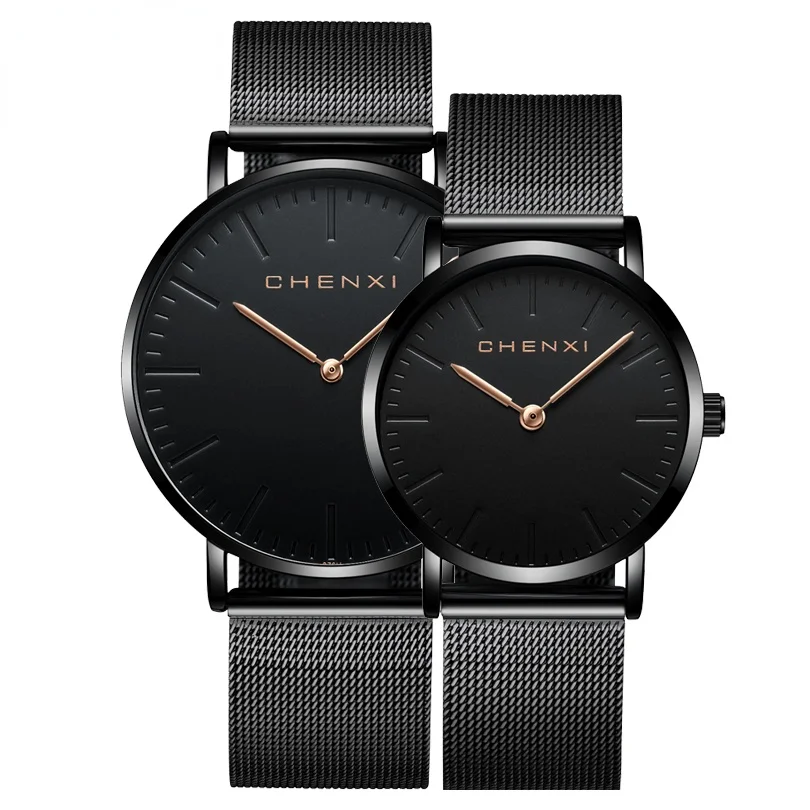 

Роскошные Брендовые Часы CHENXI, модные наручные часы для влюбленных, женские и мужские кварцевые наручные часы, черные повседневные ультрато...
