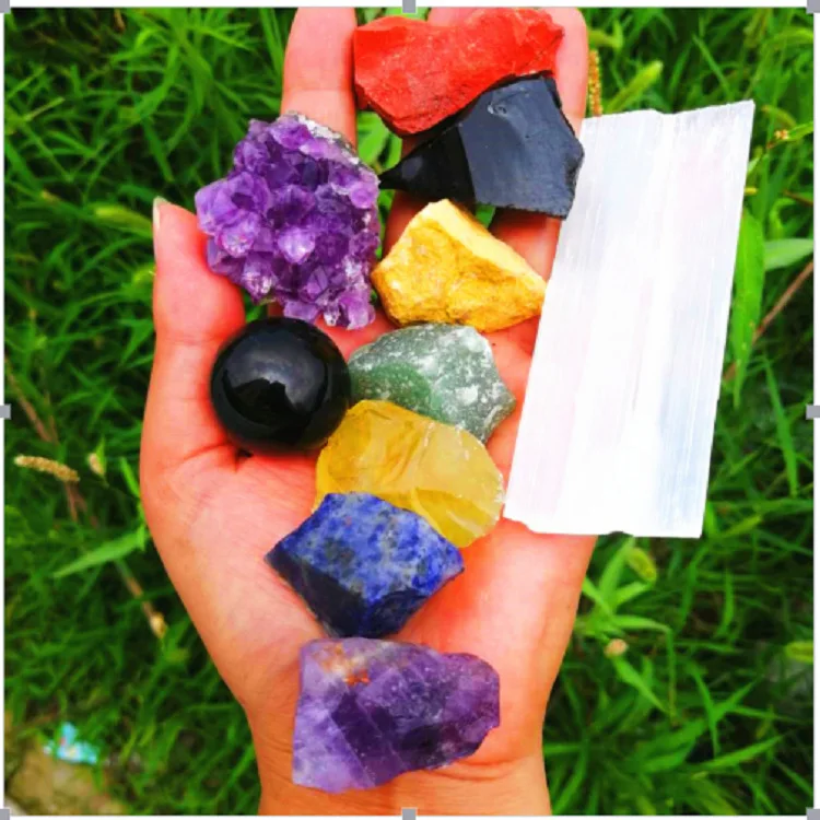 Натуральный хрустальный камень семейная Подарочная коробка набор из грубого