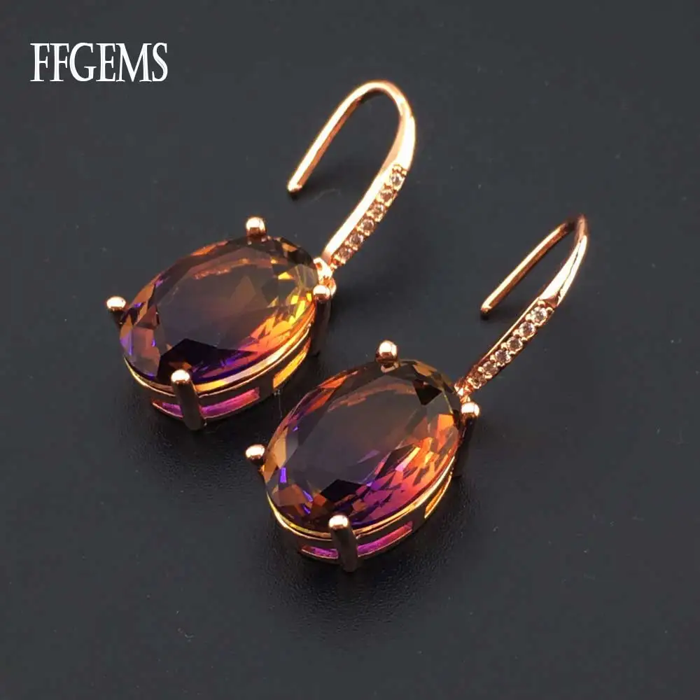 Женские серьги из серебра 925 пробы с крупным аметистом