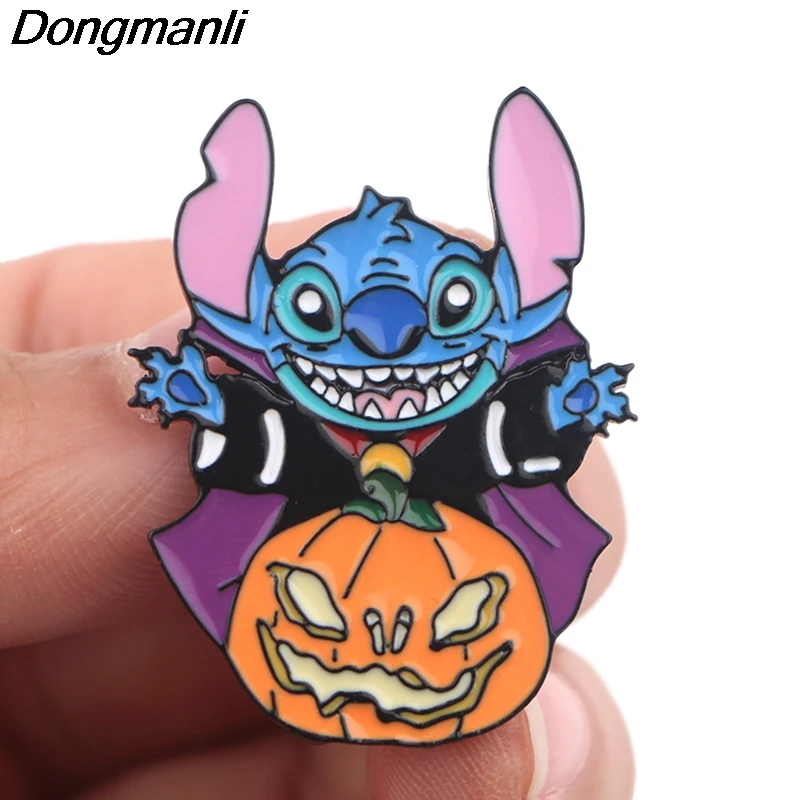 P4197 Dongmanli Стич милые эмалированные булавки и броши на Хэллоуин для женщин модные нагрудные булавки рюкзак сумки значок подарки