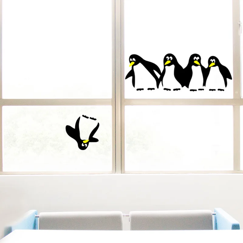

Kitchen Sticker Wall Poster Fridge Sticker Penguin Funny Cute Door Sticker Wall Stickers 3D Window Decoration Home Decor