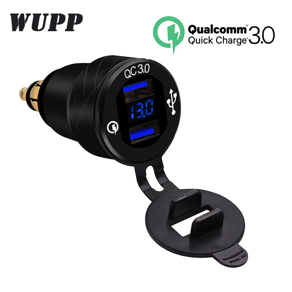 WUPP автомобилем быстрая Зарядное устройство QC3.0 Dual USB Автомобильное зарядное
