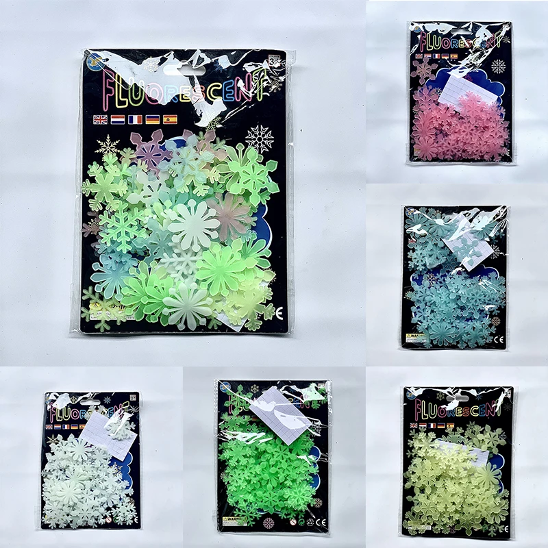 

50/100pcs 3D Glow In The Dark Fluorescent Luminous Snow Stars Wall Sticker For Kid Baby Room Ceiling Decoration Home Decor Decal