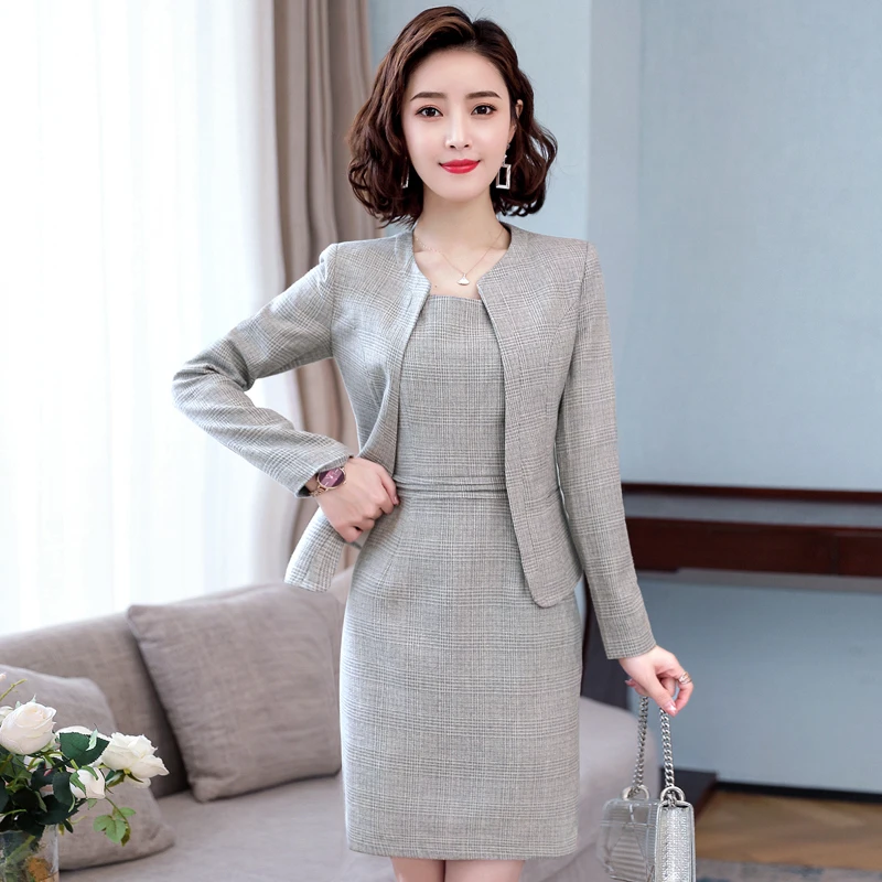 Элегантный серый официальный костюм с длинным рукавом дизайнерский Блейзер