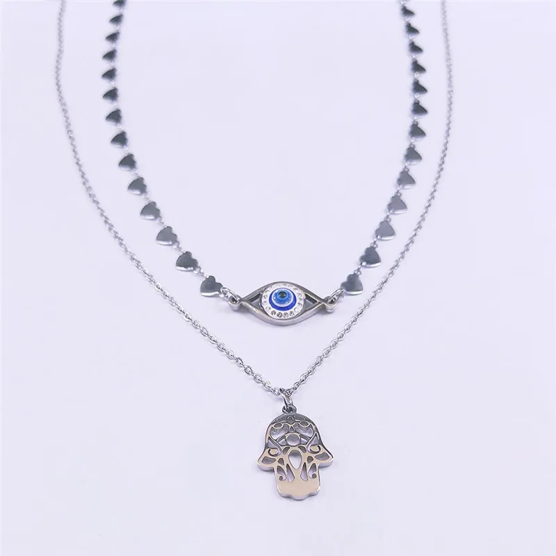 2 шт. мусульманские турецкие глаза хамса руки ислам ожерелья из нержавеющей стали