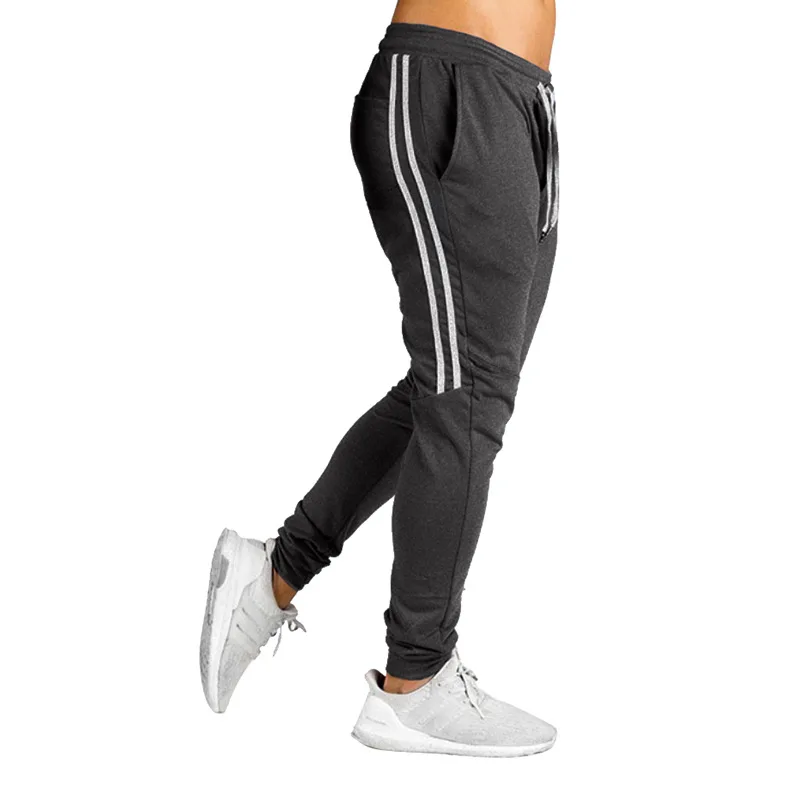 Новые мужские спортивные штаны для фитнеса 2019 осенние длинные в полоску | Мужская