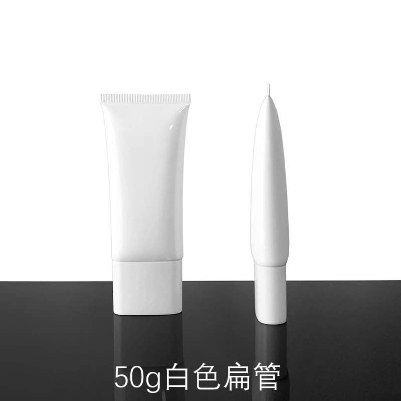 

50ml Empty Flat Soft tubes,White facial cleanser hose tube,50g squeeze cosmetic container,White,Black,Gold screw cap