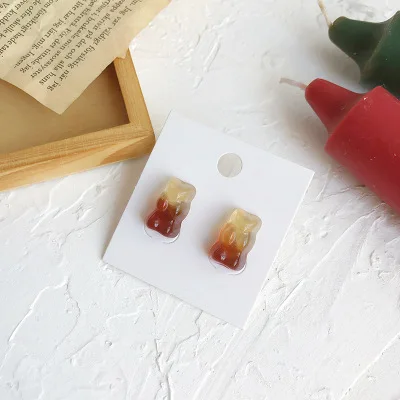 HZ Новинка милая Цветная Акриловая заколка для волос Gummy Bear заколки для волос аксессуары для волос для женщин девочек детей - Цвет: 45 Stud earring