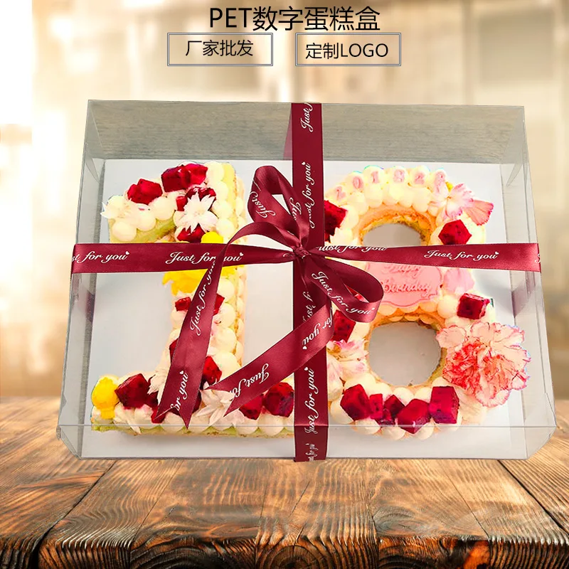 

Transparent PVC Packaging Box Wholesale Gift Box For Cakes Strawberry Cake Numbers Packing Cases Wedding Favor Boxes Supplies