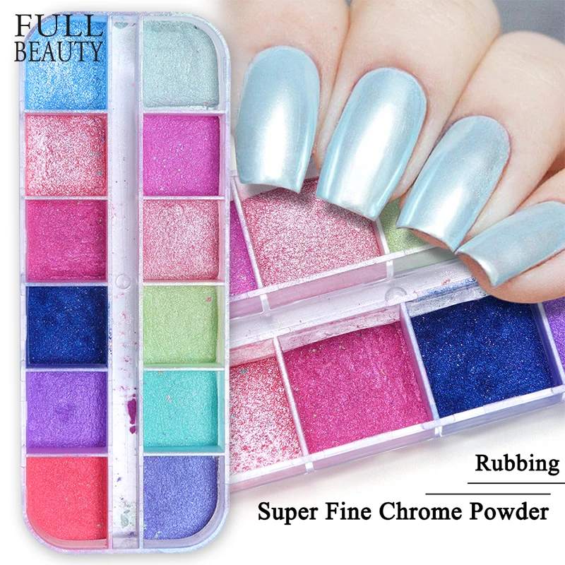 Волшебная хромированная пудра для ногтей 12 ячеек|Блестки ногтей| |