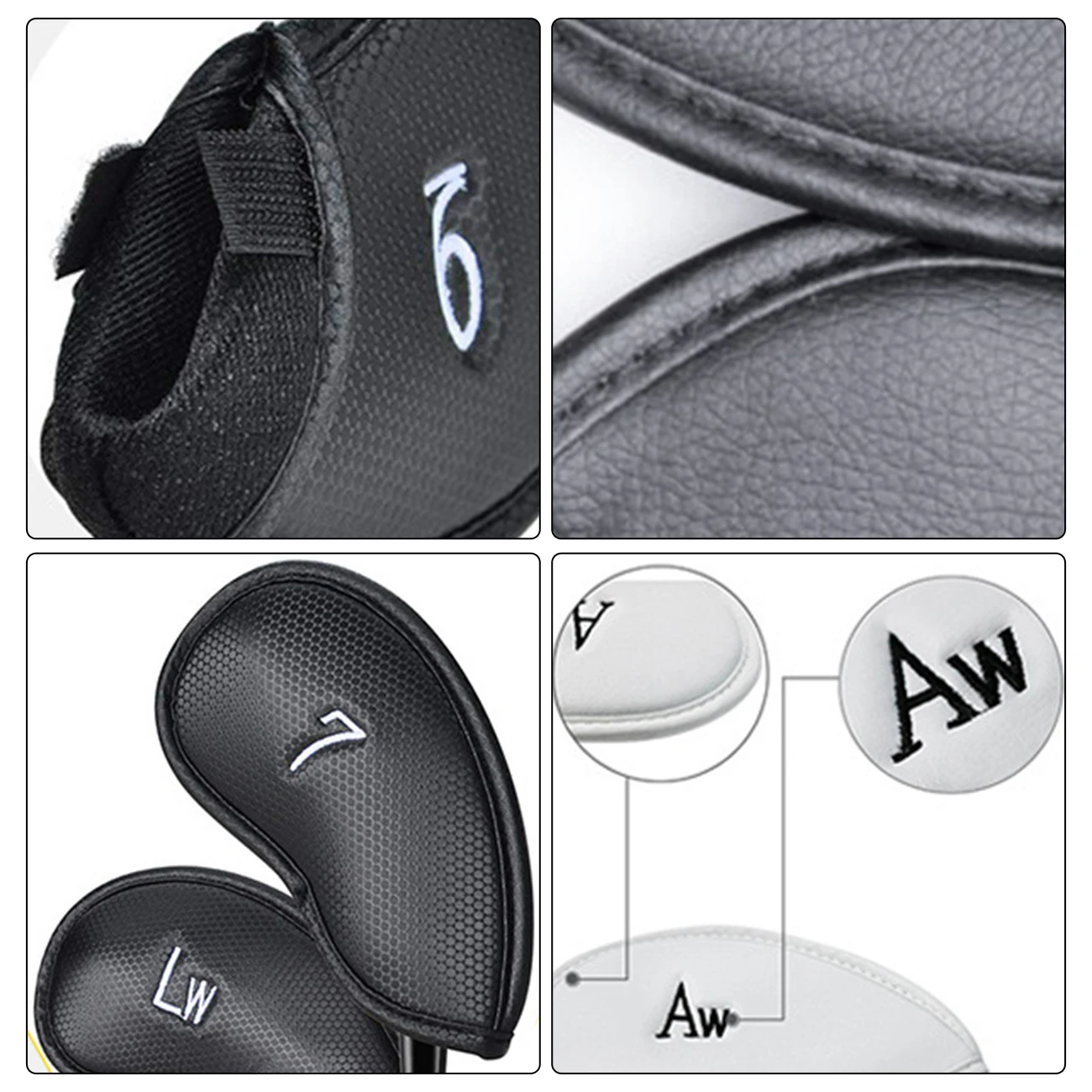 

12 Pcs PU Leather Golf Club Cap Exquisite Protector Iron Head Cover Set Headcover Golf Accessories Special Body Line Design