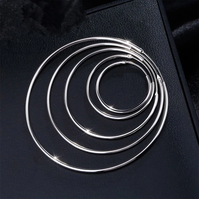 Женские серьги-кольца из серебра 925 пробы 4/5/6 см | Украшения и аксессуары