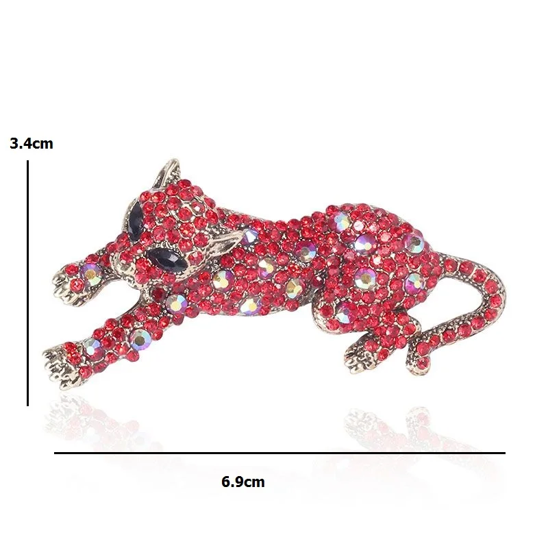 Wuli & baby Стразы Броши леопард для женщин и мужчин синие красные леопардовые