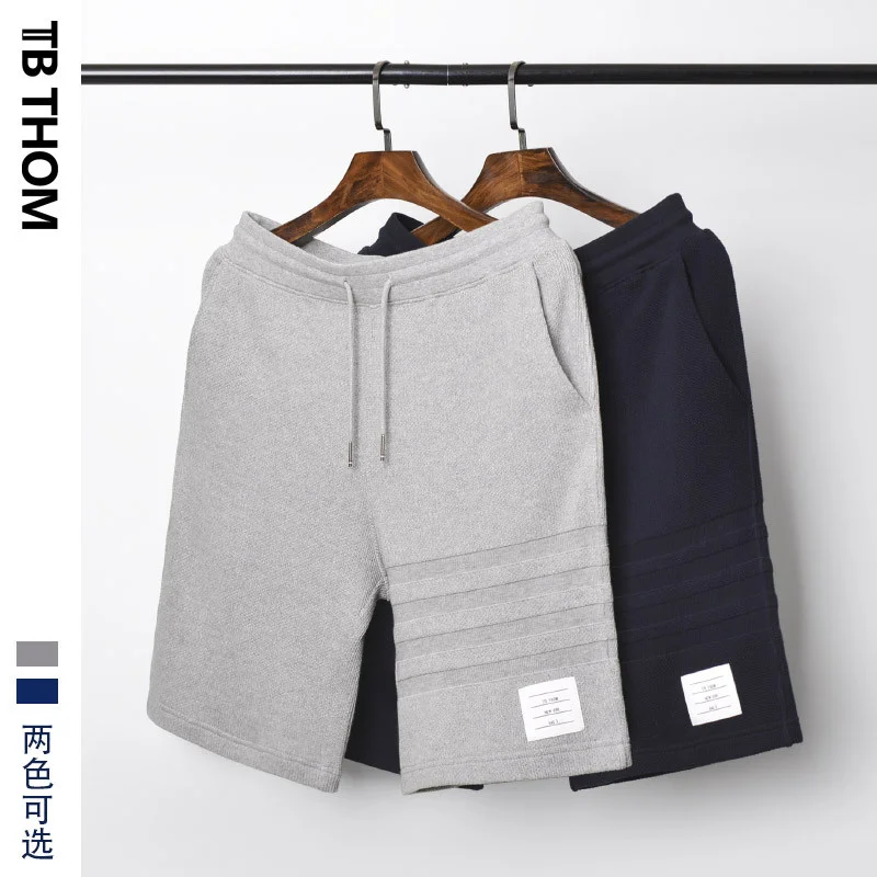 

Мужские жаккардовые шорты в полоску TB THOM, повседневные спортивные шорты с сотовой структурой, мужские пляжные шорты из 100% хлопка для лета