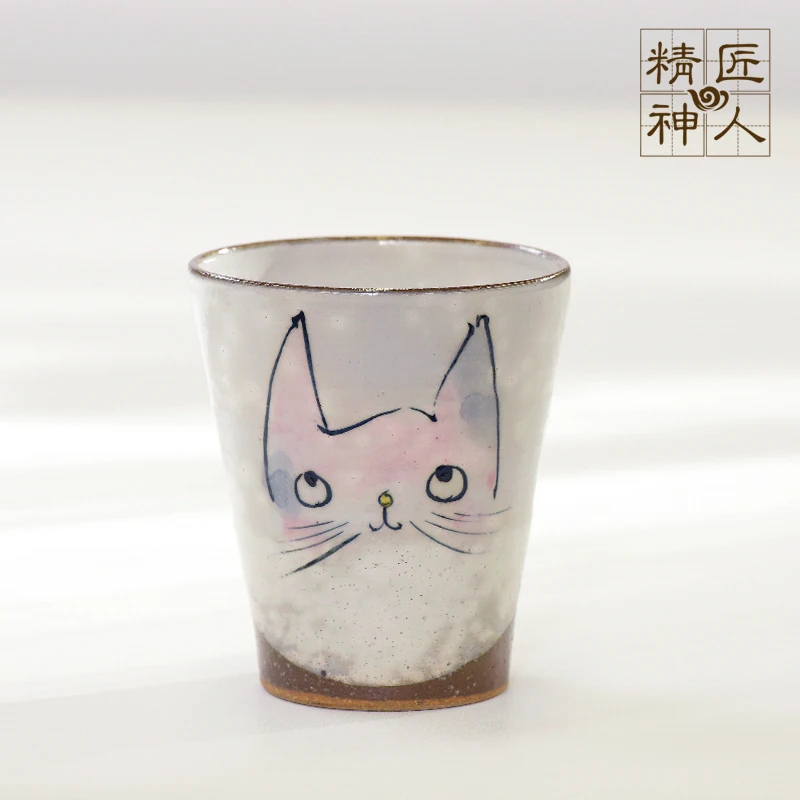 

Стеклянная чашка с котенком, импортированная из Японии, ручная работа, грубая керамика, керамические чашки с кошками, подарок на день рожден...