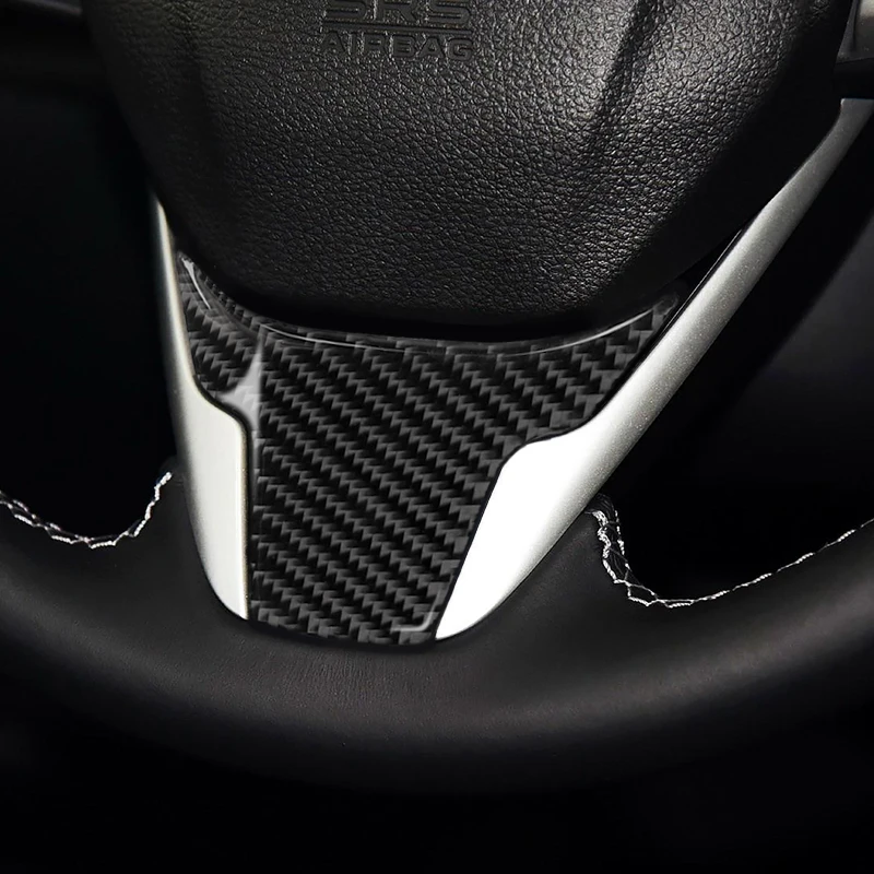 

For Honda Civic 10th Gen 2016 2017 2018 2019 Car Carbon Fiber Steering Wheel Panel Cover Protective Trim