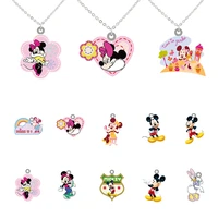 disney sweet minnie mouse pattern anime pendant necklace women girls epoxy resin accessories gifts jewelry for friends xds840