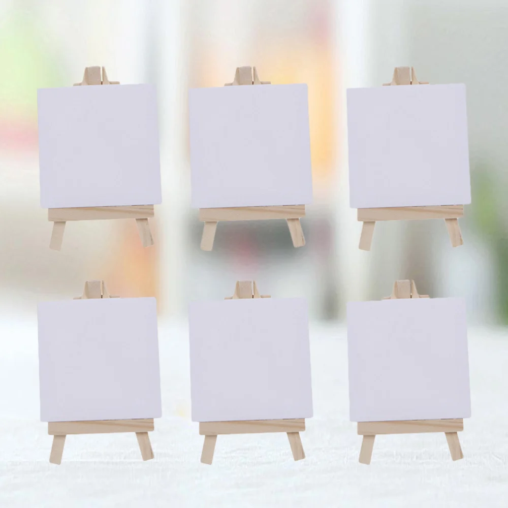 

6 Sets of Mini Stretched Artist Canvas Art Board White Blank Art Boards Wooden Oil Paint Artwork painting Board(White)