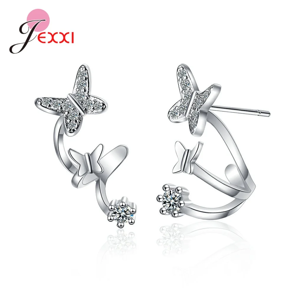 

Simple 925 Sterling Silver Stud Earring For Women Butterfly AAA Zirconia Earrings Girl Party Wedding Engagement Jewelry